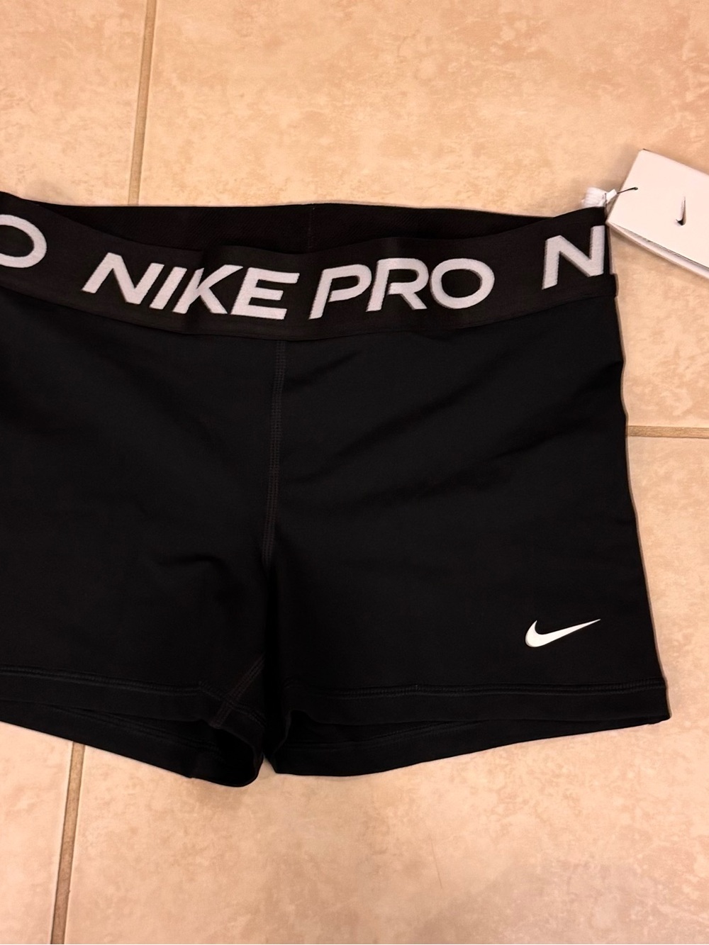 Nike Black Dri-FIT Compression Shorts with White Swoosh